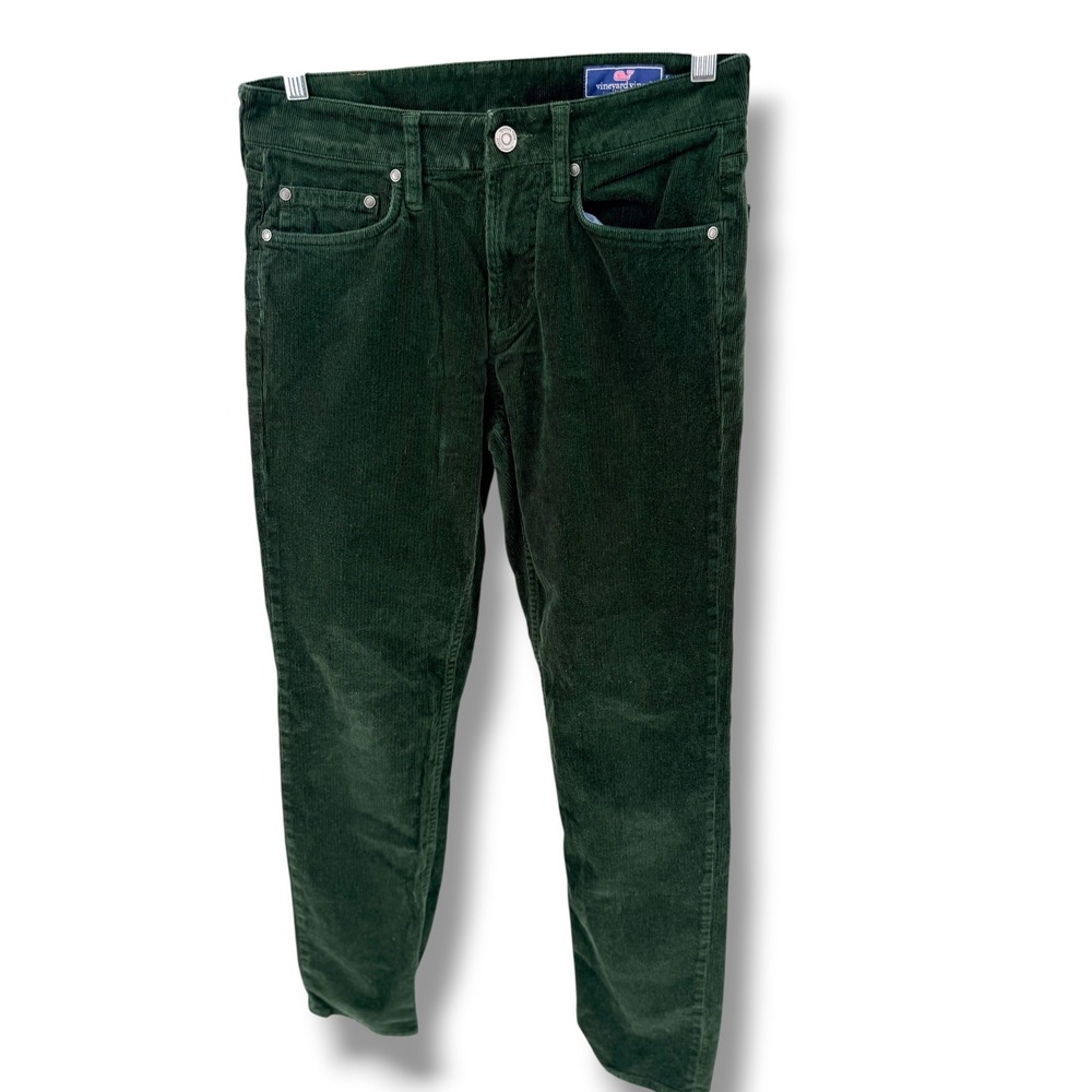 Vineyard Vines Mens Forest Green Corduroy Pants 28x32 Fine Wale 5-Pocket Cords